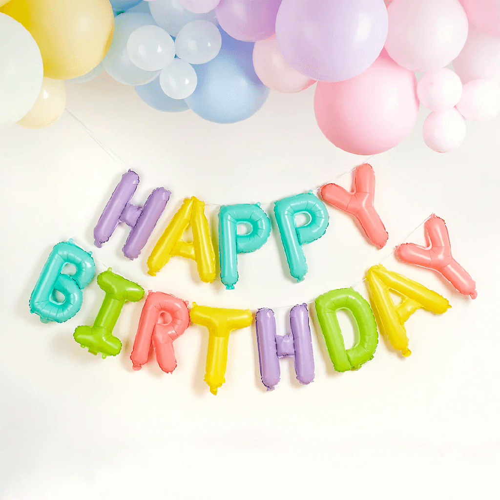 Balloon Garland Pastel Happy Birthday C/1