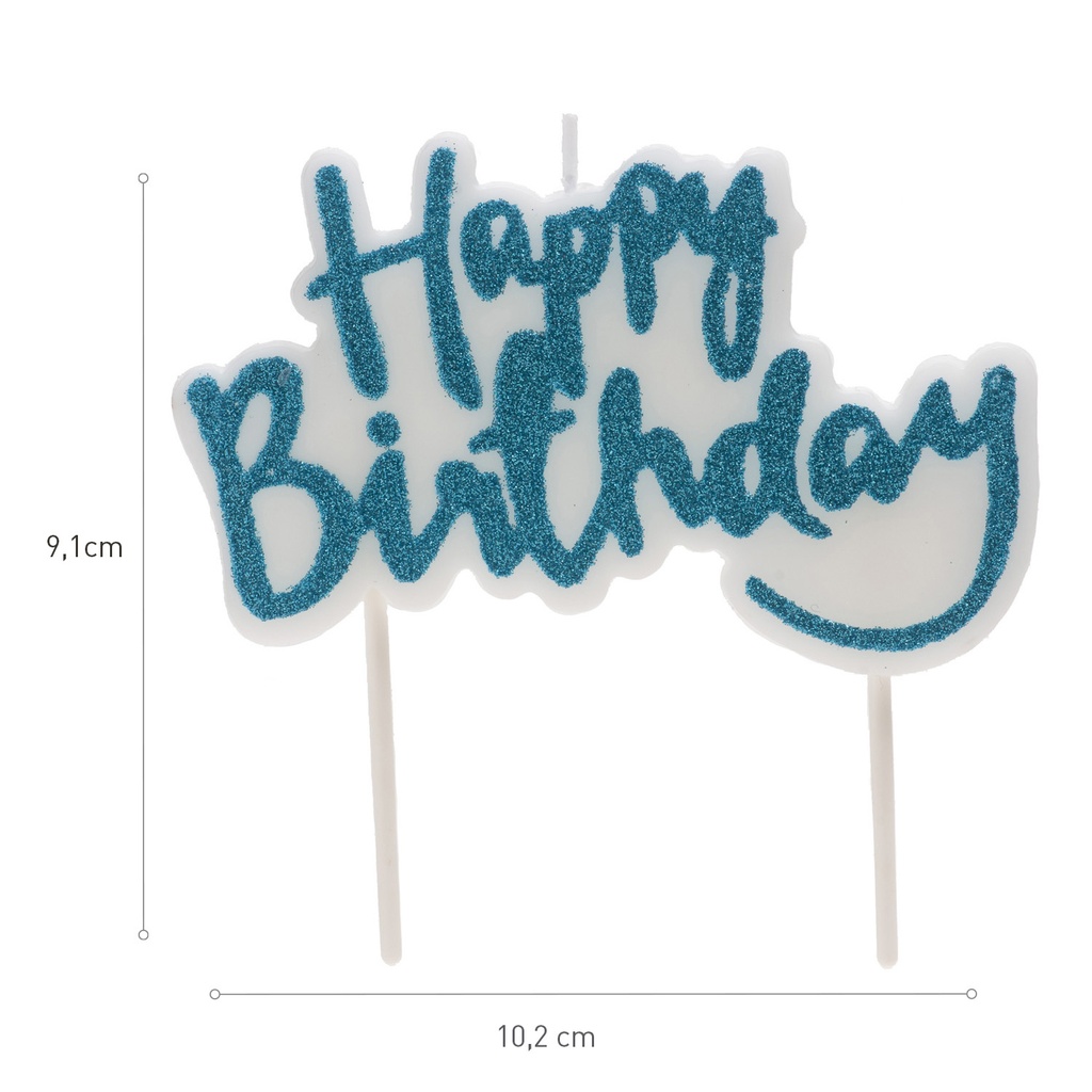 Vela Cumpleaños Happy Birthday Azul C/1