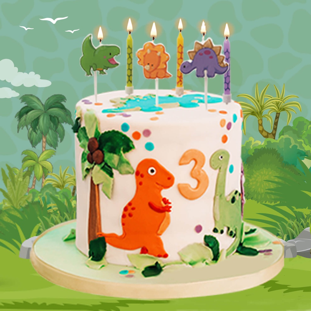 Velas Cumpleaños Mix Dinosaurios 2D C/15