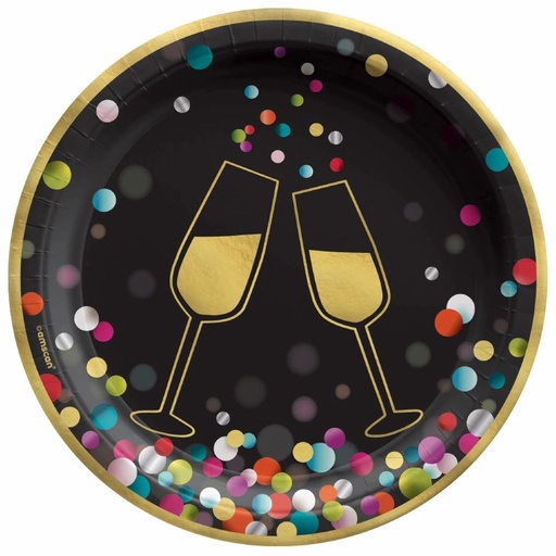 Plato 7" HNY Colorful Confetti C/20
