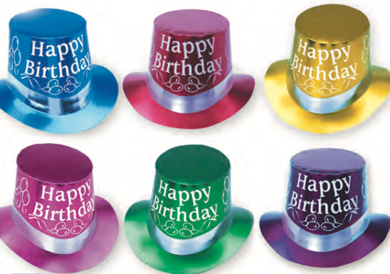 Sombrero Copa Happy Birthday Colores C/1