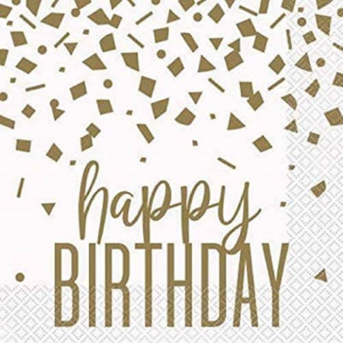 Servilleta G Confetti Gold Birthday C/16