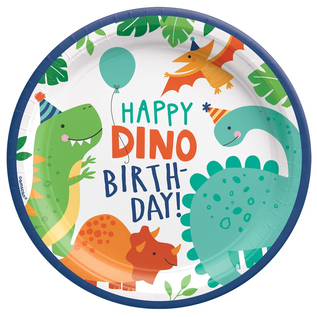 Plato 9" Dino Party C/8