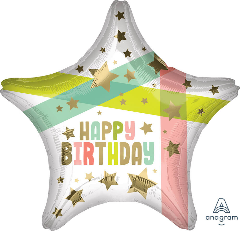 Globo 18" Estrella Happy Birthday
