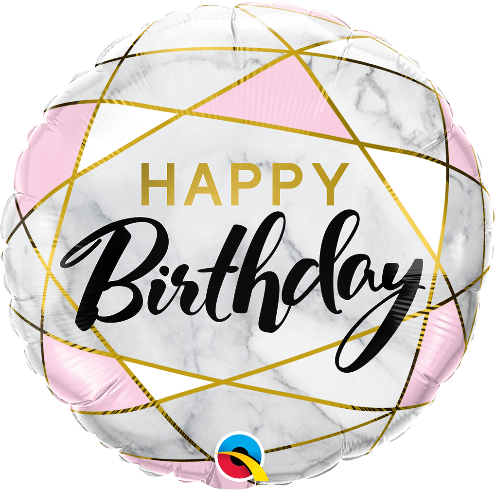Globo 18" HBD Rectangulos Oro / Rosa C/1
