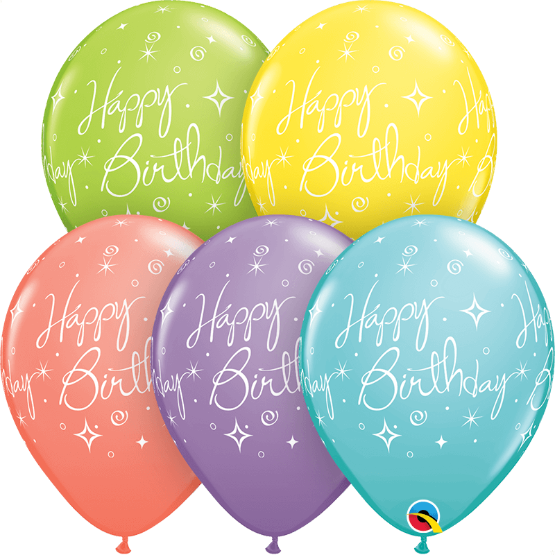 Globo 12"  Bday Centellas Y Espirales C/1