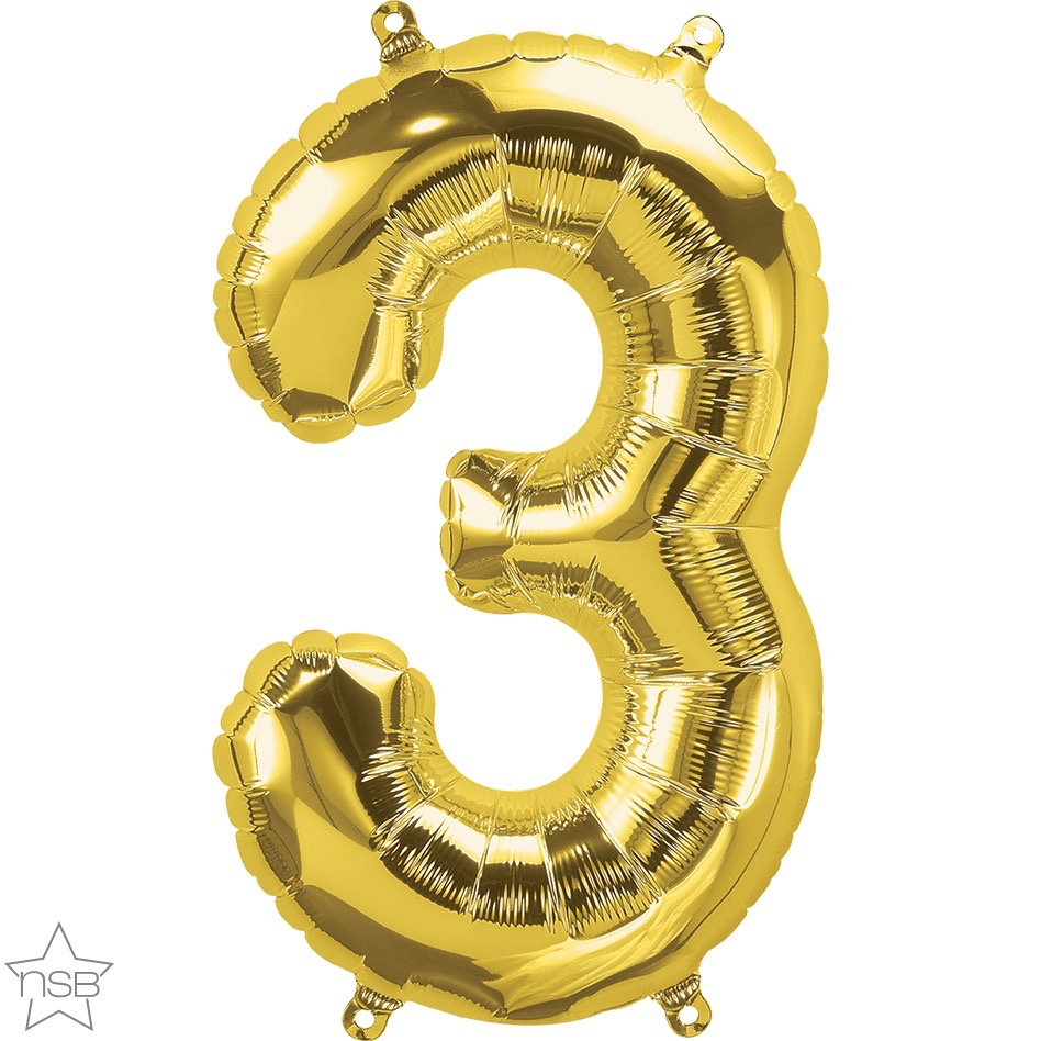 Globo 14" Numero 3 Oro C/1