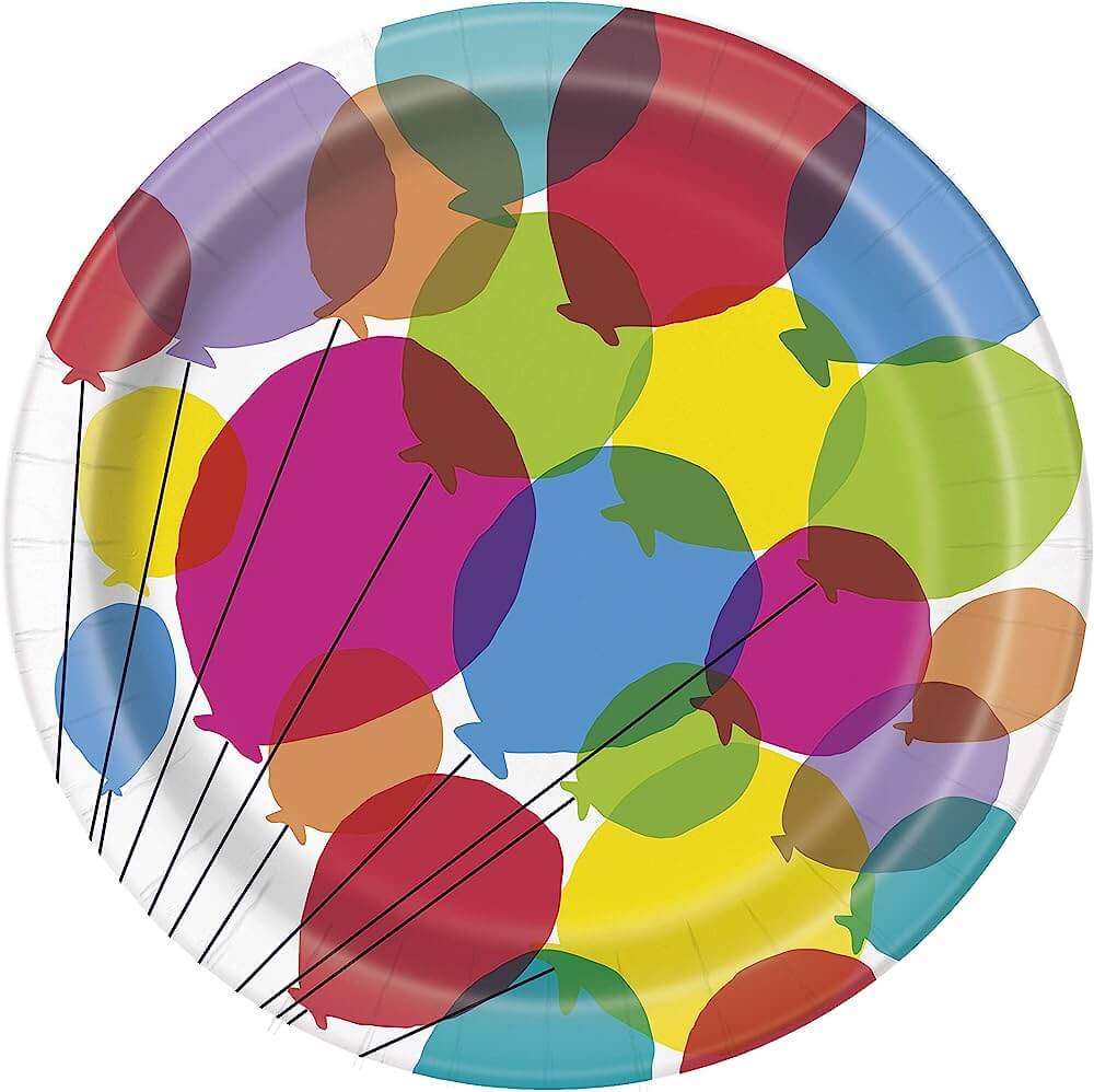 Plato 9" Balloons & Rainbows Birthday C/8