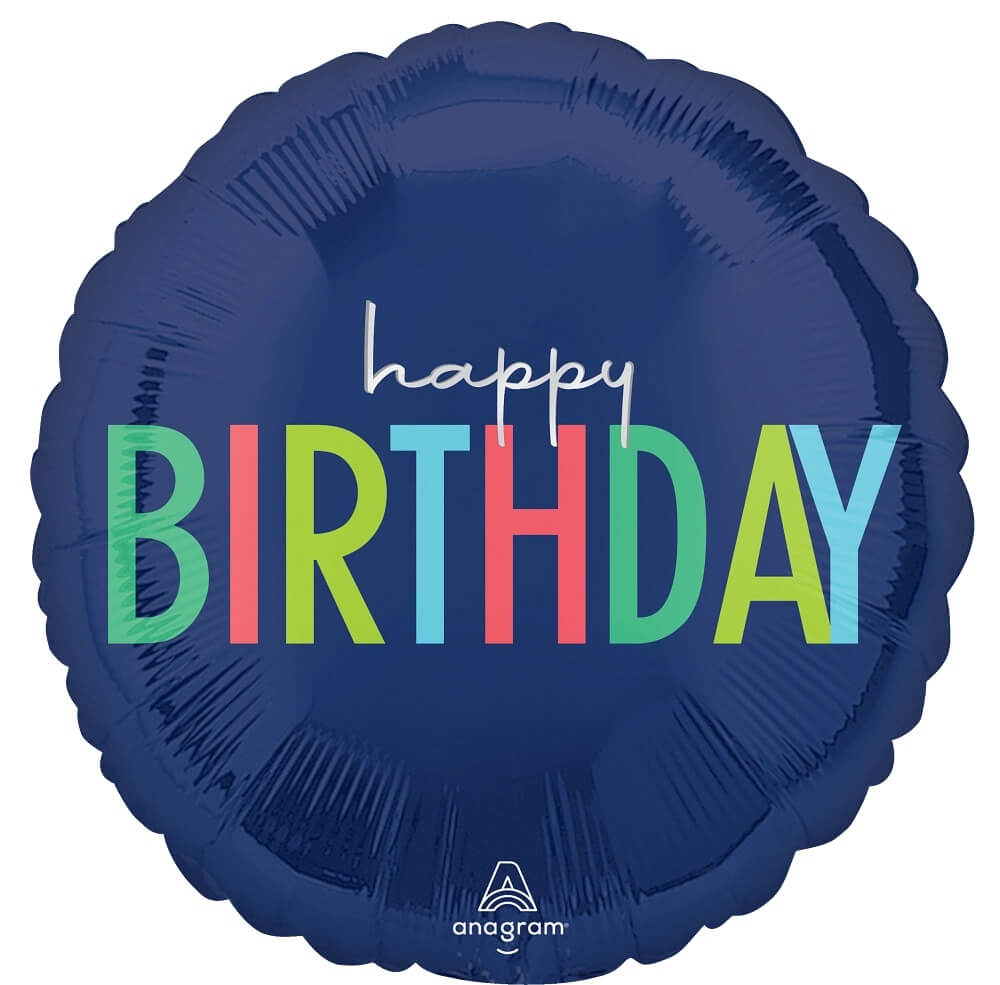 Globo 18" Modern Birthday Azul C/1
