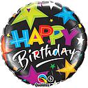 Globo 18" HBD Negro Estrellas