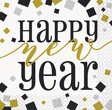 Servilleta CH Black Gold Silver New Year C/16