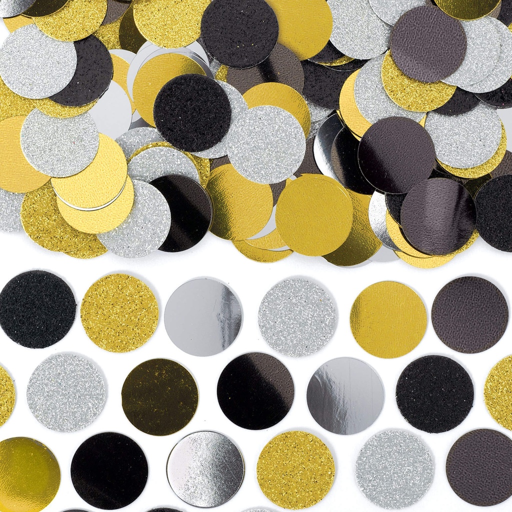 Confetti Circulos Dorado y Negro 2.5 Oz