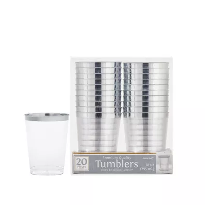 Vaso Plastico Plata 10oz C/20