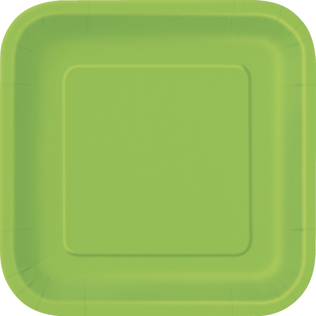 Plato 7" Cuadrado Verde Limon C/16