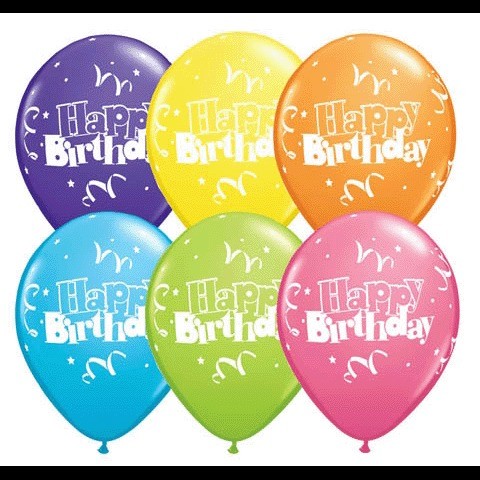 Globo 12"  Bday Serpentinas/Estrellas C/1