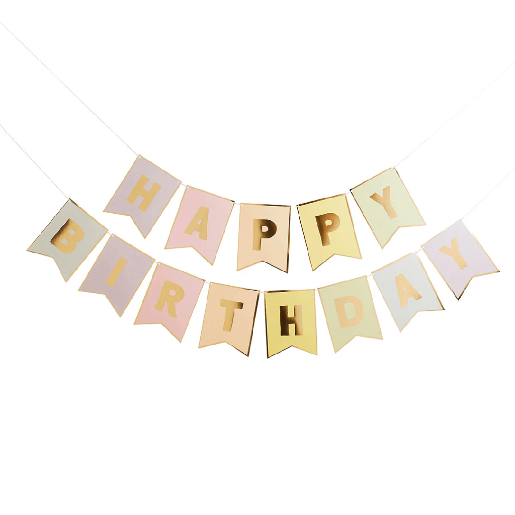 Banderin Pastel Happy Birthday C/1