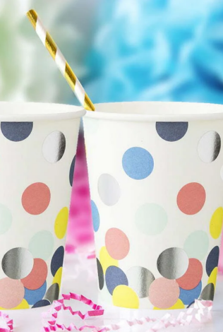 Vaso 9oz  Dots Colores C/8