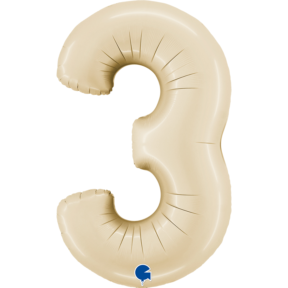 Globo 40" Numero 3 Ivory Cream C/1