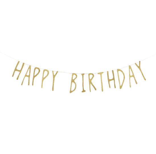 Banner Happy Birthday Dorado Brillante C/1