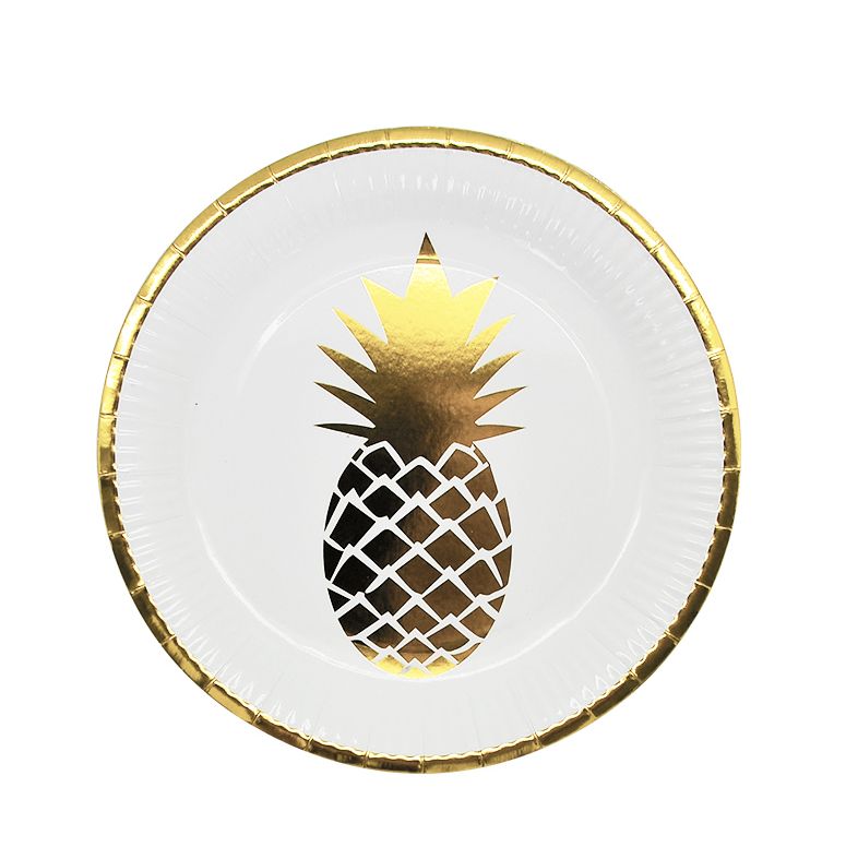 Plato 9" Foil Piña C/8