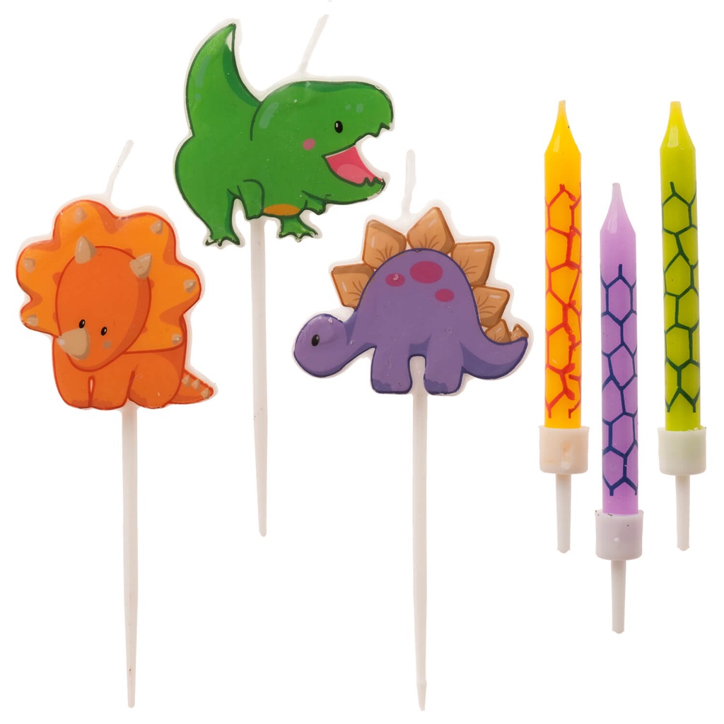 Velas Cumpleaños Mix Dinosaurios 2D C/15