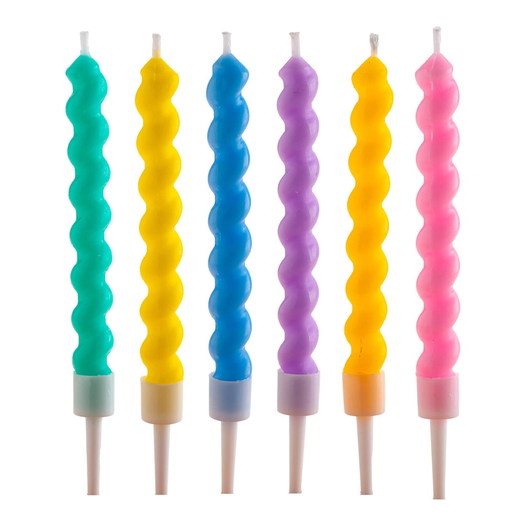 Vela de Cumpleaños Twisted Colores C/6