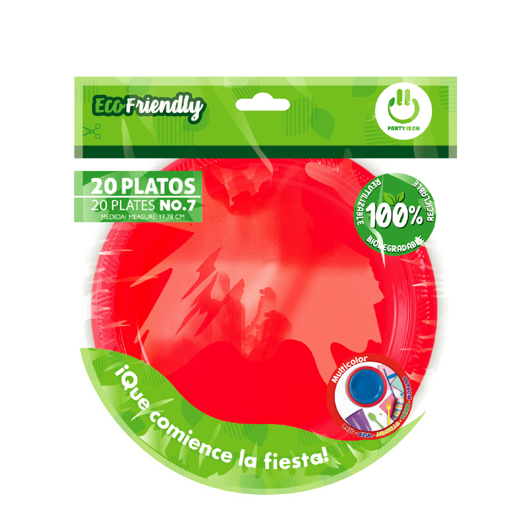 Plato Plastico Multicolor C/20