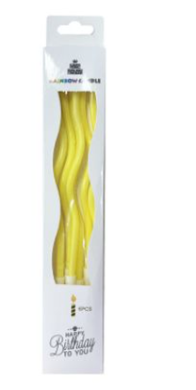 Velas Curvas Amarilo C/6