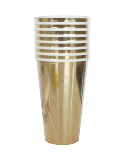 Vaso Carton 16oz Foil Dorado C/8